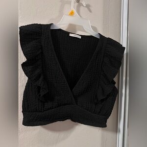 Women's Black Ruffled Top
